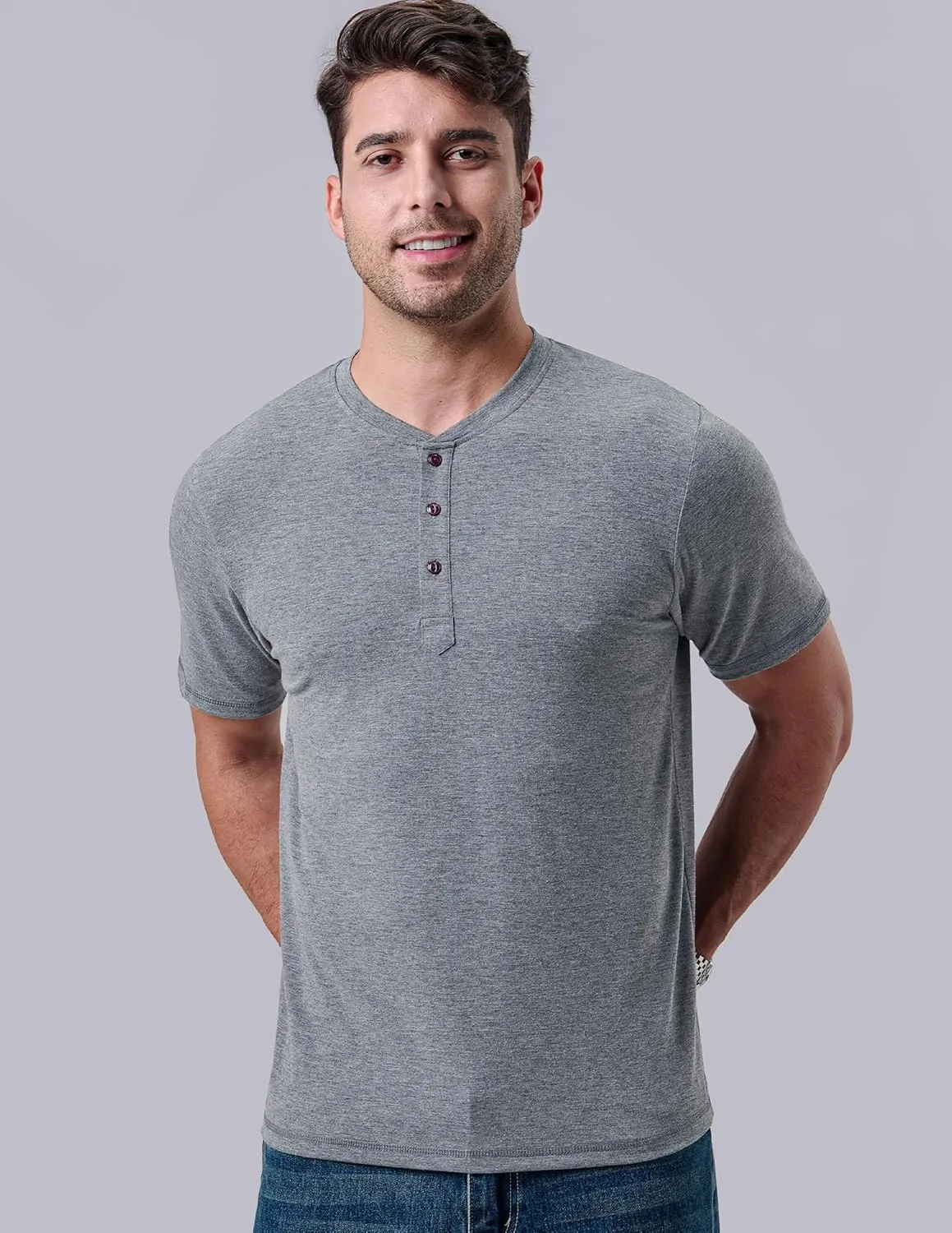 3 Pack: Casual Short Sleeve Henley Shirts for Men, Relaxed Fit Summer T Shirts Basic Tees Athleisure Wear