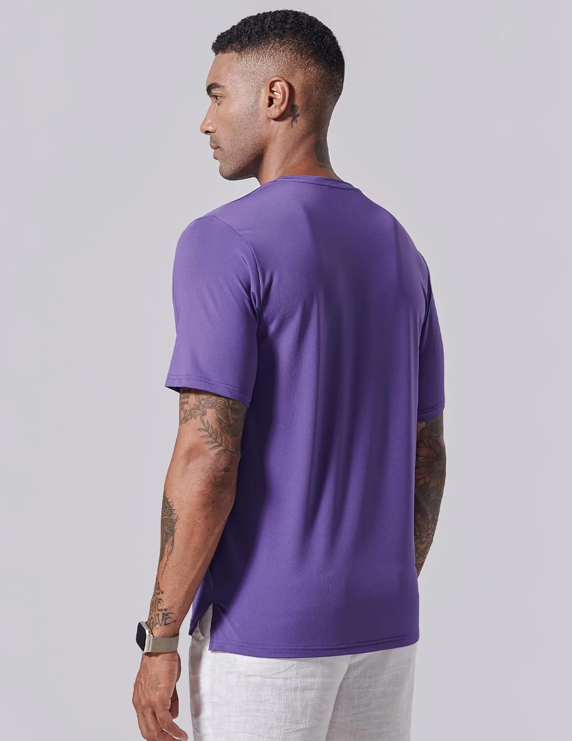 3 Pack: Mens Polo Shirts, Business Casual Golf Henley Work Shirts for Men, Collarless Short Sleeve Stylish Athletic Tshirts