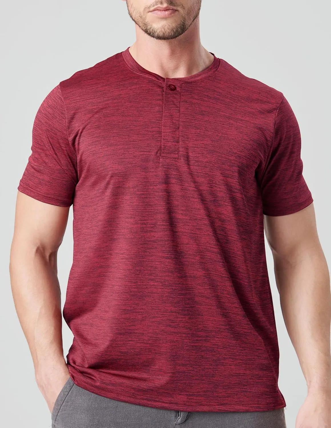 3 Pack: Mens Polo Shirts, Business Casual Golf Henley Work Shirts for Men, Collarless Short Sleeve Stylish Athletic Tshirts