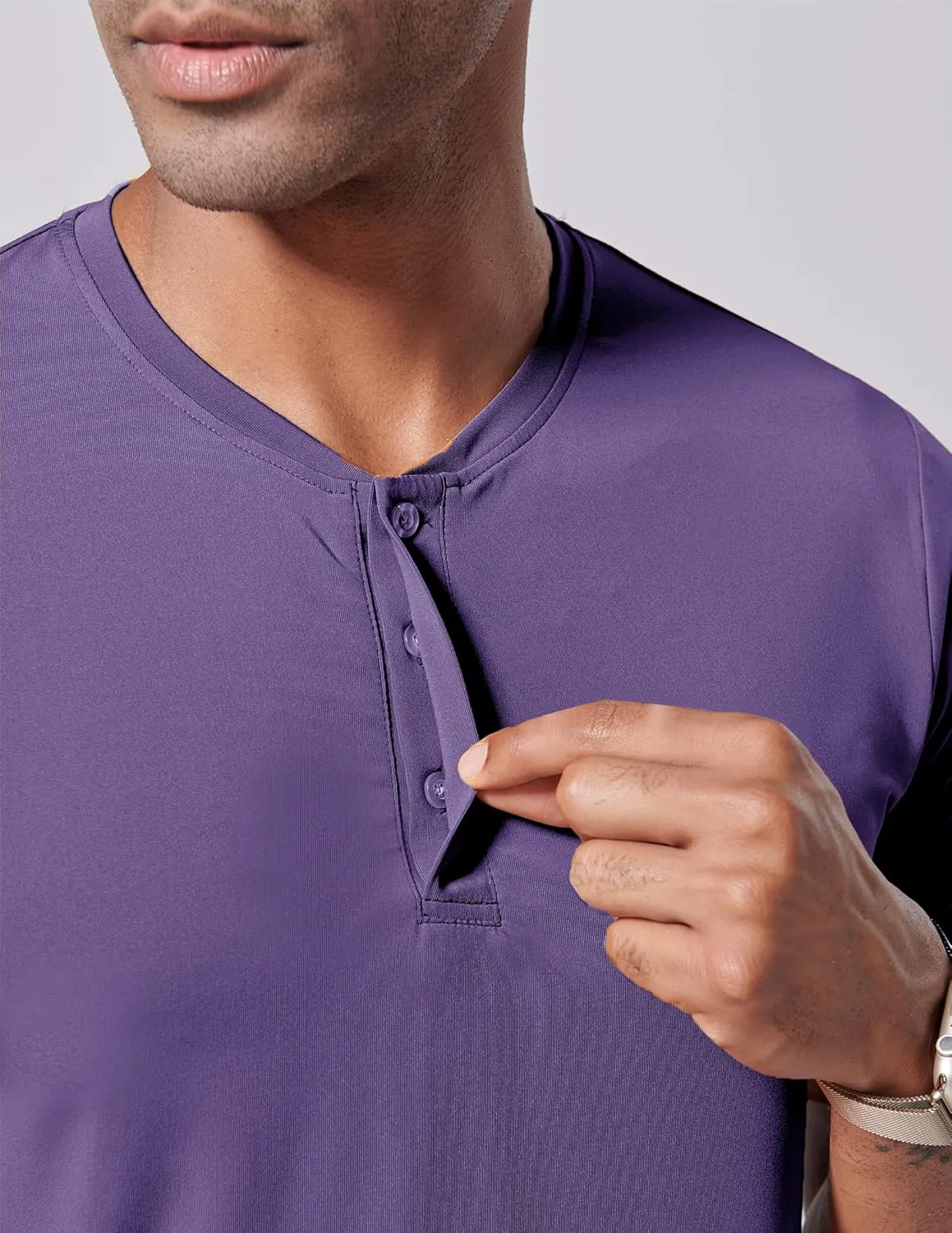 3 Pack: Mens Polo Shirts, Business Casual Golf Henley Work Shirts for Men, Collarless Short Sleeve Stylish Athletic Tshirts