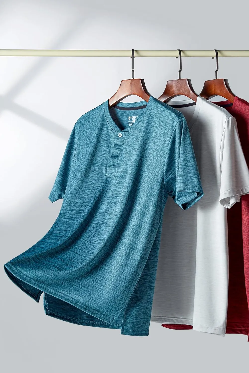 3 Pack: Mens Polo Shirts, Business Casual Golf Henley Work Shirts for Men, Collarless Short Sleeve Stylish Athletic Tshirts