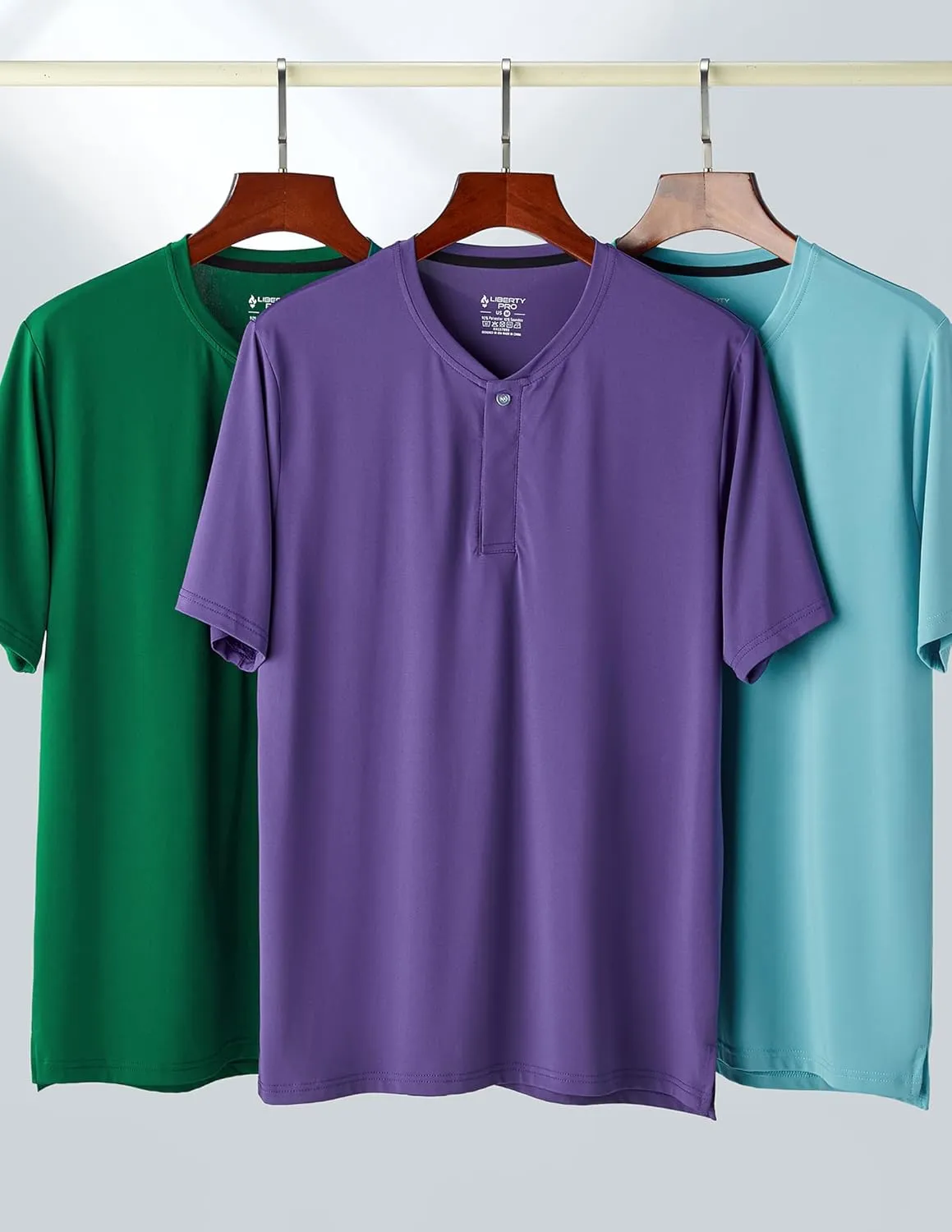 3 Pack: Mens Polo Shirts, Business Casual Golf Henley Work Shirts for Men, Collarless Short Sleeve Stylish Athletic Tshirts