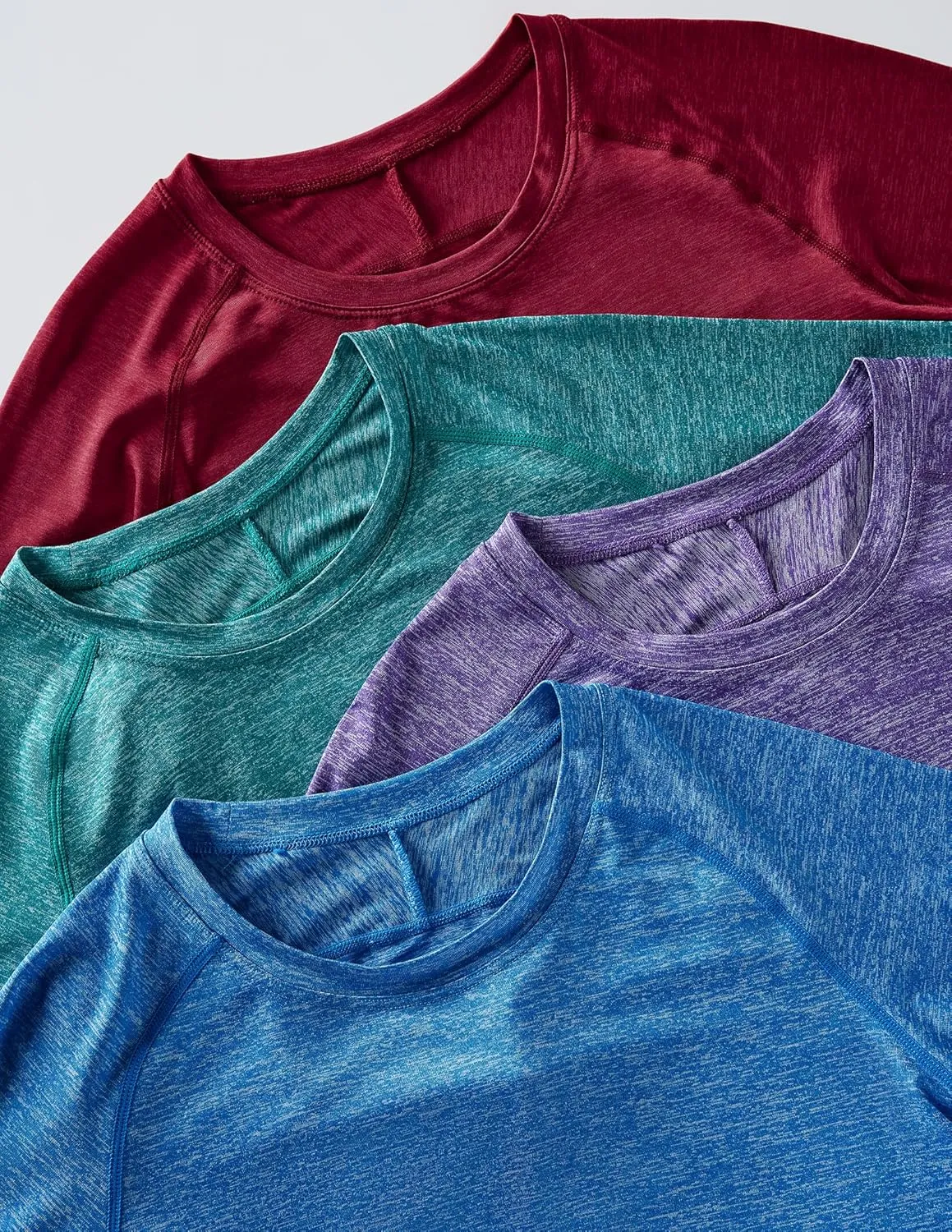 4-Pack: Womens Long Sleeve Athletic Tops with Thumb Holes  Dry Fit Active Crewneck Workout Tees