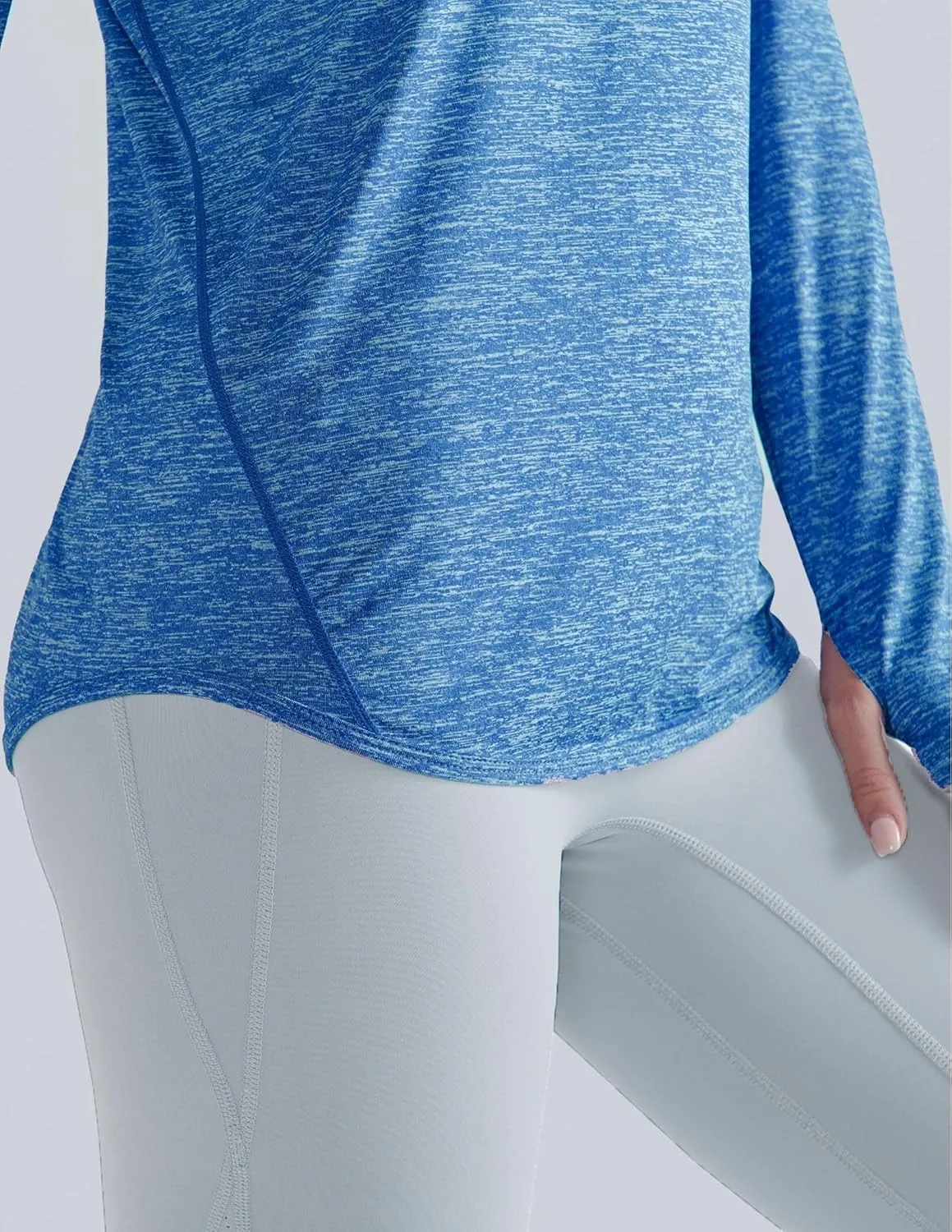 4-Pack: Womens Long Sleeve Athletic Tops with Thumb Holes  Dry Fit Active Crewneck Workout Tees