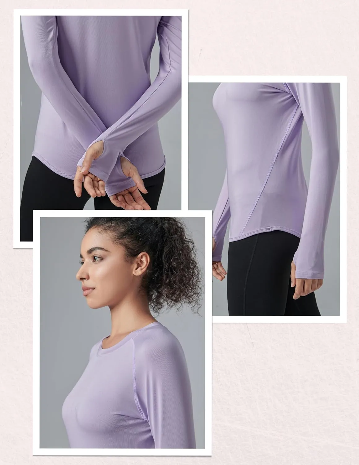 4-Pack: Womens Long Sleeve Athletic Tops with Thumb Holes  Dry Fit Active Crewneck Workout Tees