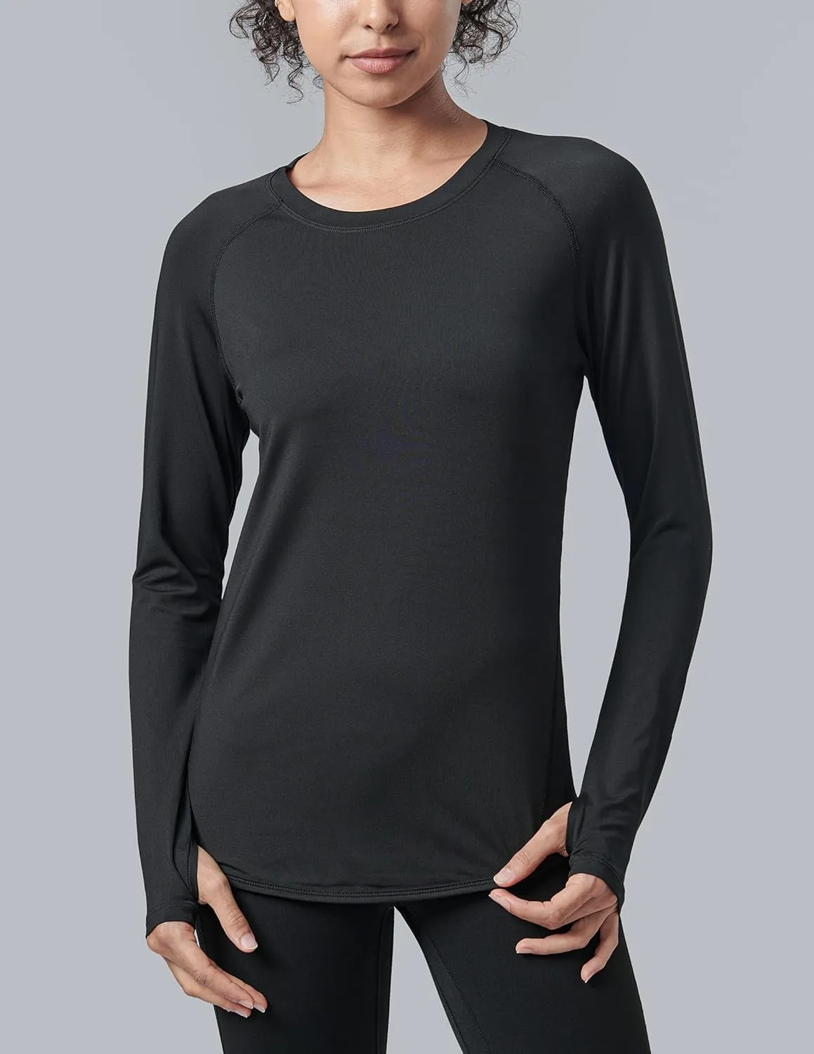 4-Pack: Womens Long Sleeve Athletic Tops with Thumb Holes  Dry Fit Active Crewneck Workout Tees