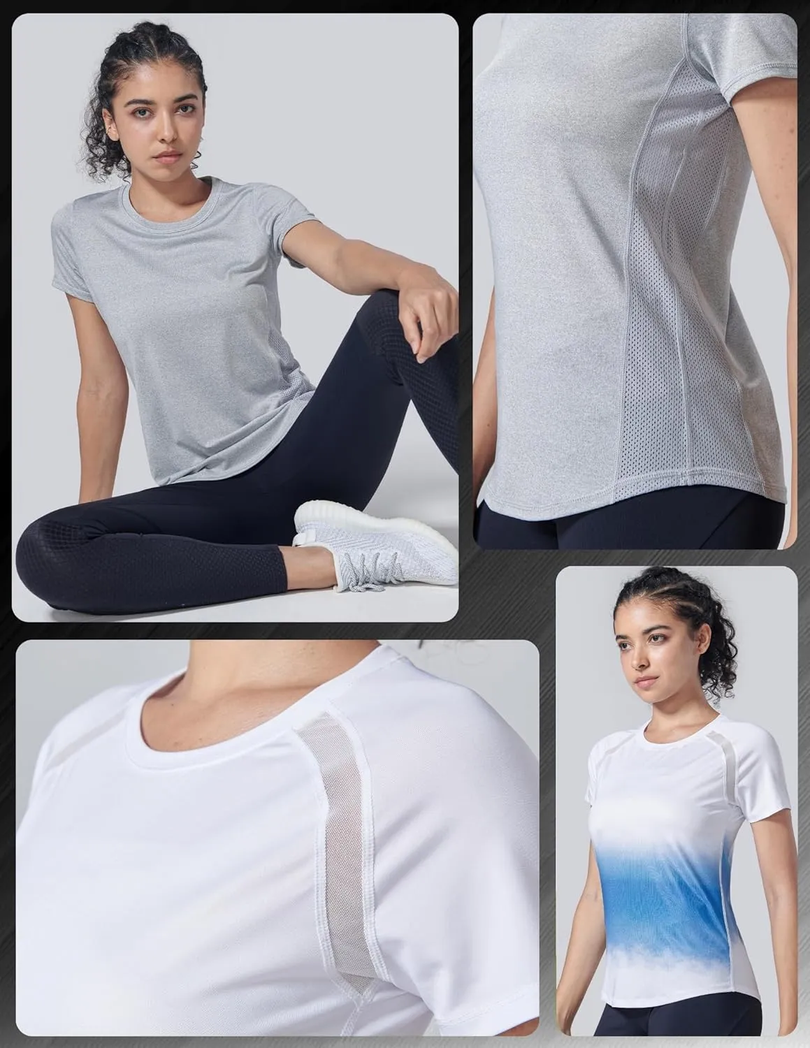 5 Pack: Women's Dry Fit Short Sleeve T Shirts, Athletic Workout Tee Tops for Gym Yoga Running