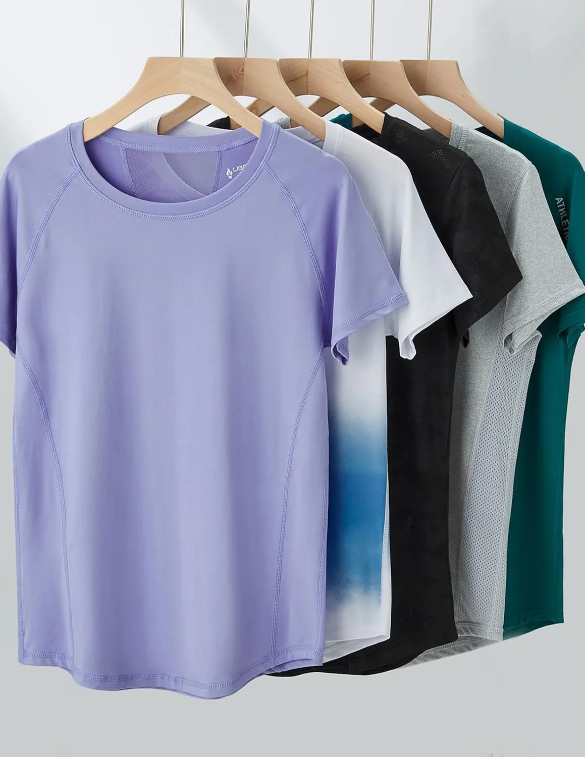 5 Pack: Women's Dry Fit Short Sleeve T Shirts, Athletic Workout Tee Tops for Gym Yoga Running