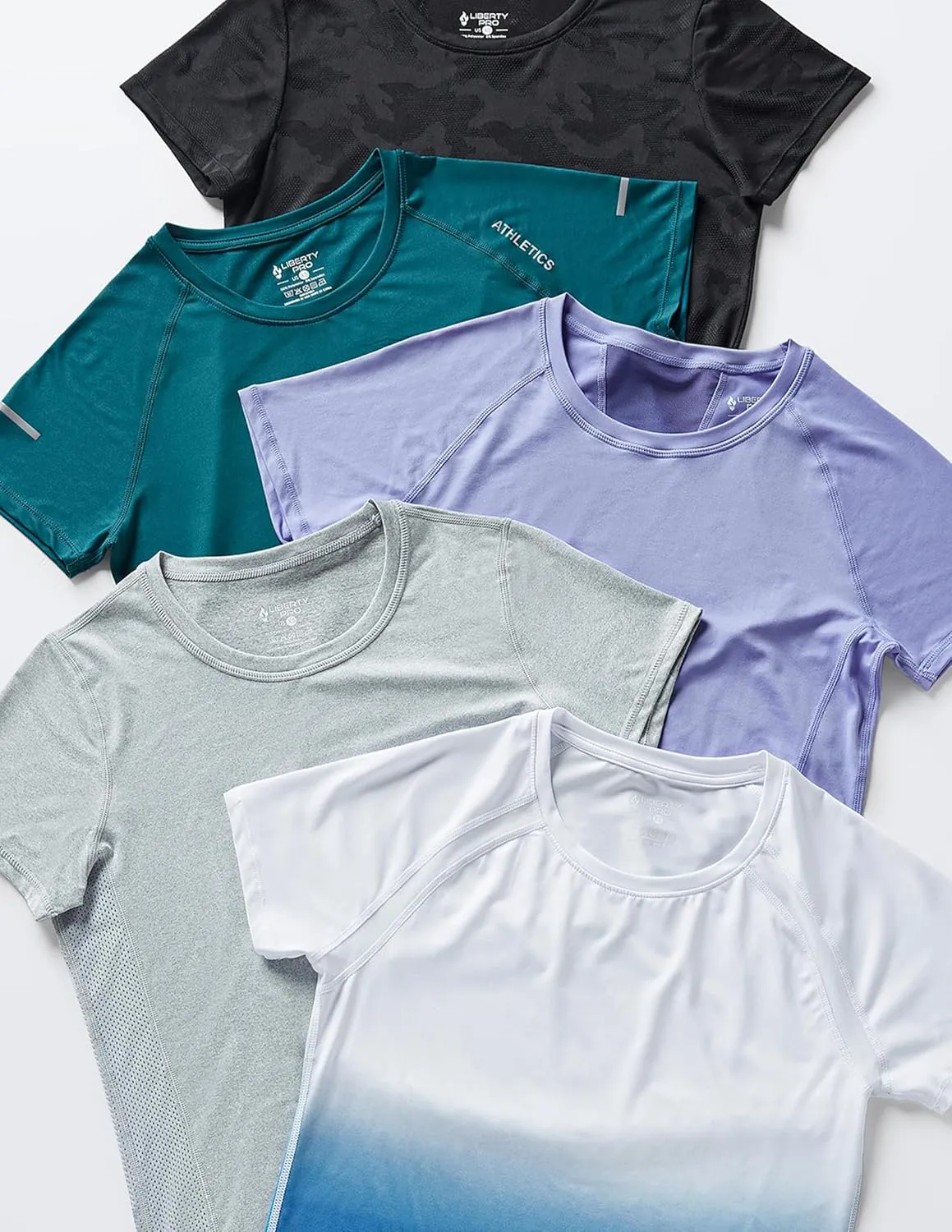 5 Pack: Women's Dry Fit Short Sleeve T Shirts, Athletic Workout Tee Tops for Gym Yoga Running