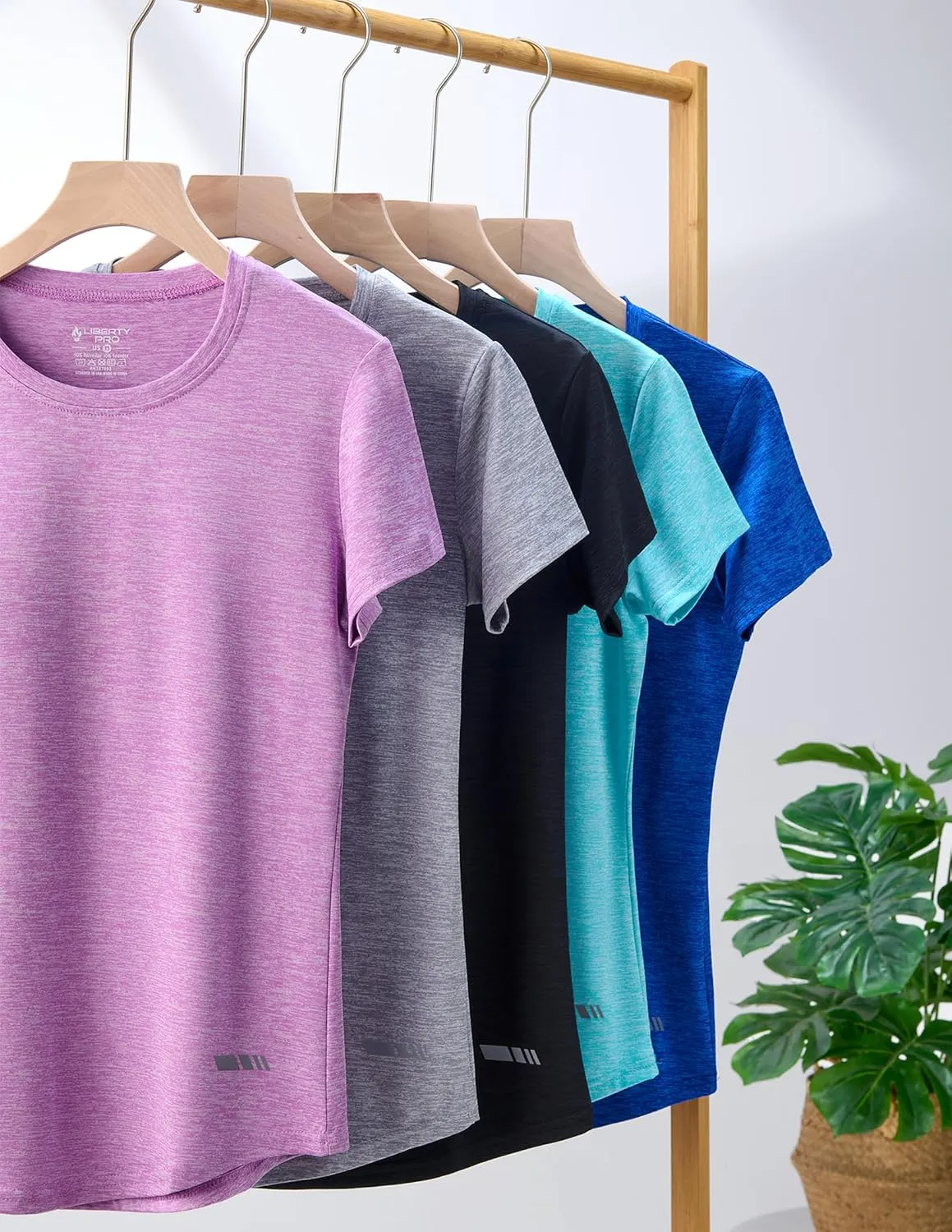 5 Pack: Women's Dry Fit Short Sleeve T Shirts, Athletic Workout Tee Tops for Gym Yoga Running