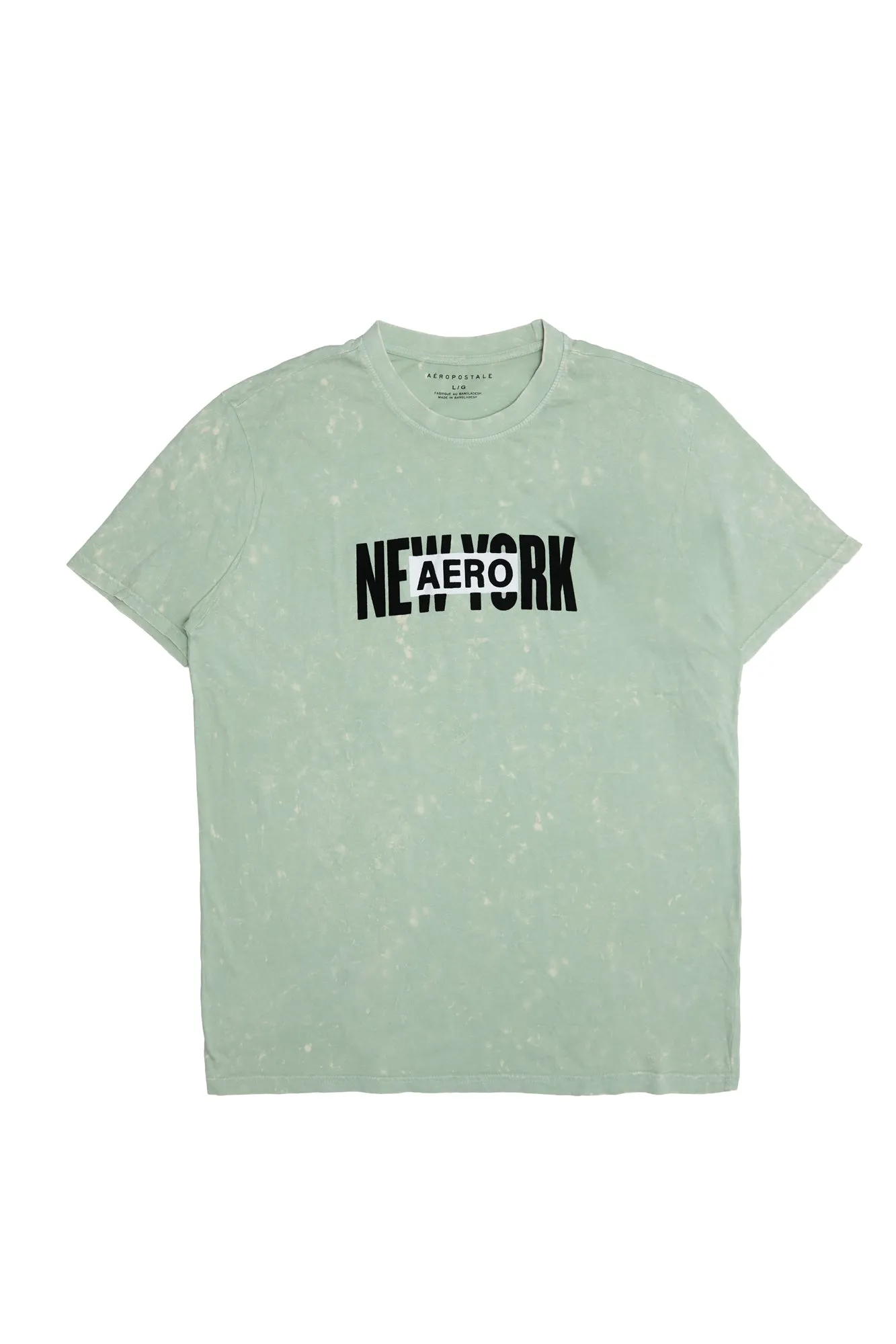 AERO New York Flocked Graphic Acid Wash Tee