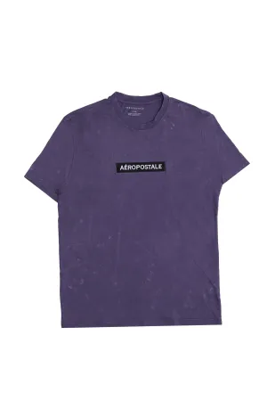 Aéropostale Embroidered Box Graphic Acid Wash Tee