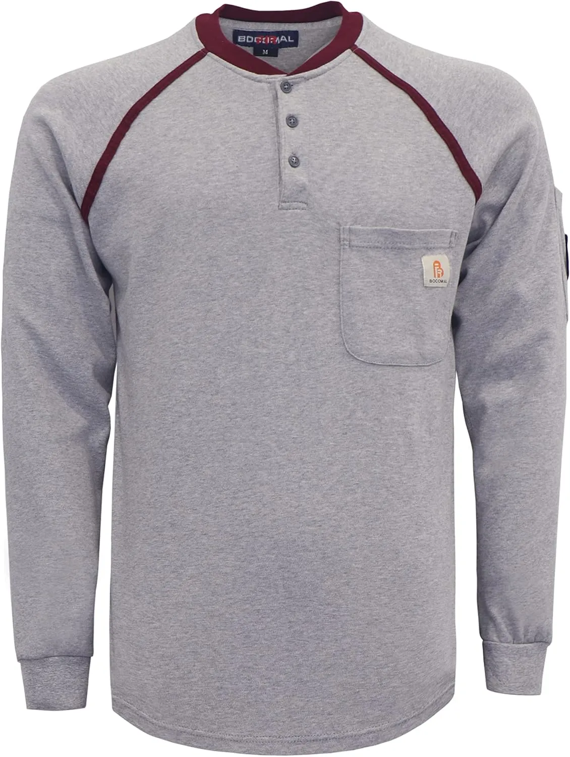 BOCOMAL FR Shirts Flame Resistant Henley Printed and Camo Two Tone 7oz Men's Fire Retardant Work Shirts