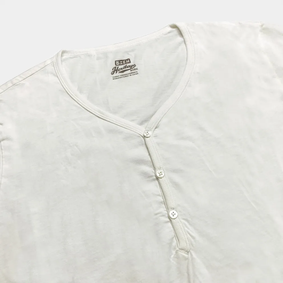 BZEN M.3210-KAITO REGULAR FIT SHORT SLEEVE 3 BUTTON JERSEY HENLEY-145GSM-E0 OFF WHITE