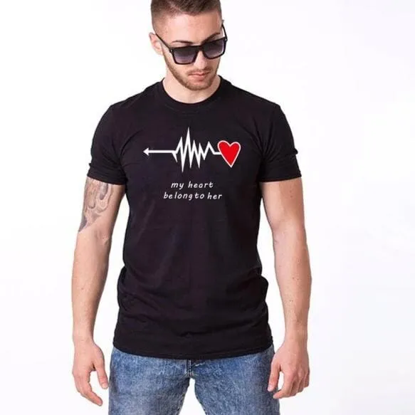 Cute Couple shirts My heart only beat for him