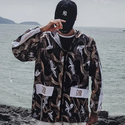 Graffiti Print Windbreaker Hoody Jacket