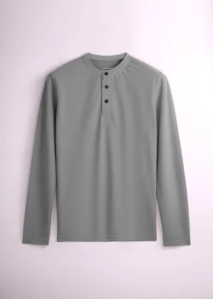 Henley Full Sleeve Unisex Grey