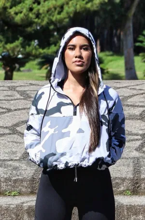 Ka'ala Gray Camo Womens cropped windbreaker