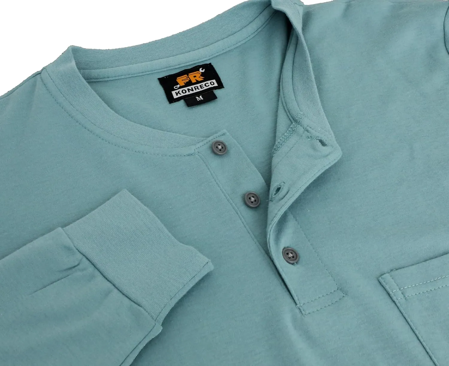 KONRECO FR Shirts for Summer Flame Resistant Shirt 5.5oz Light Weight&7oz CAT2 Henley Shirts