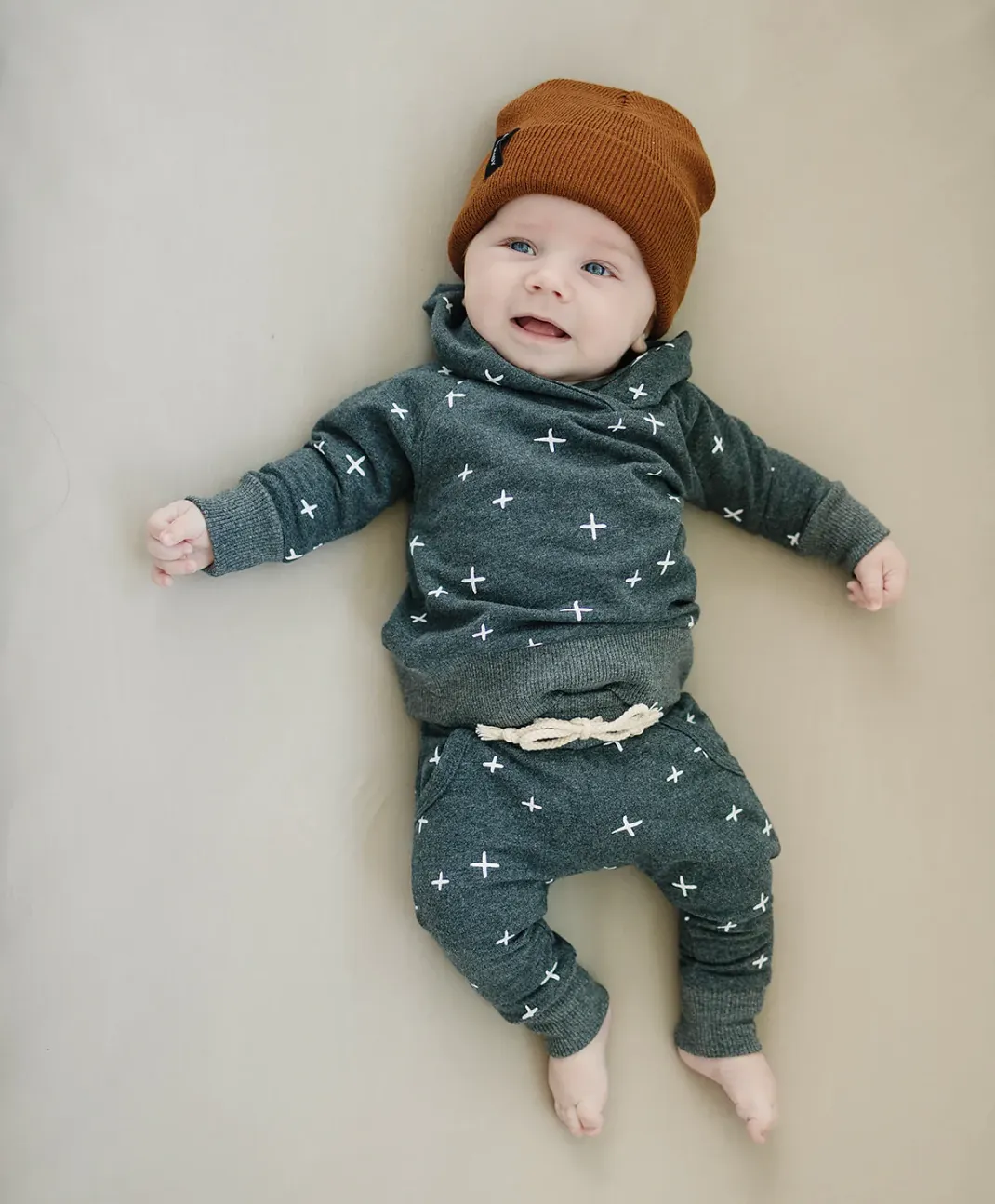 Mebie Baby - X's French Terry Hoodie in Charcoal