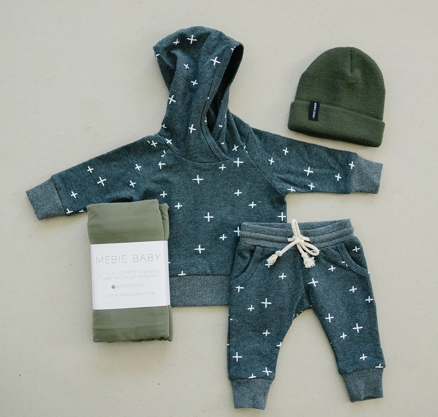 Mebie Baby - X's French Terry Hoodie in Charcoal