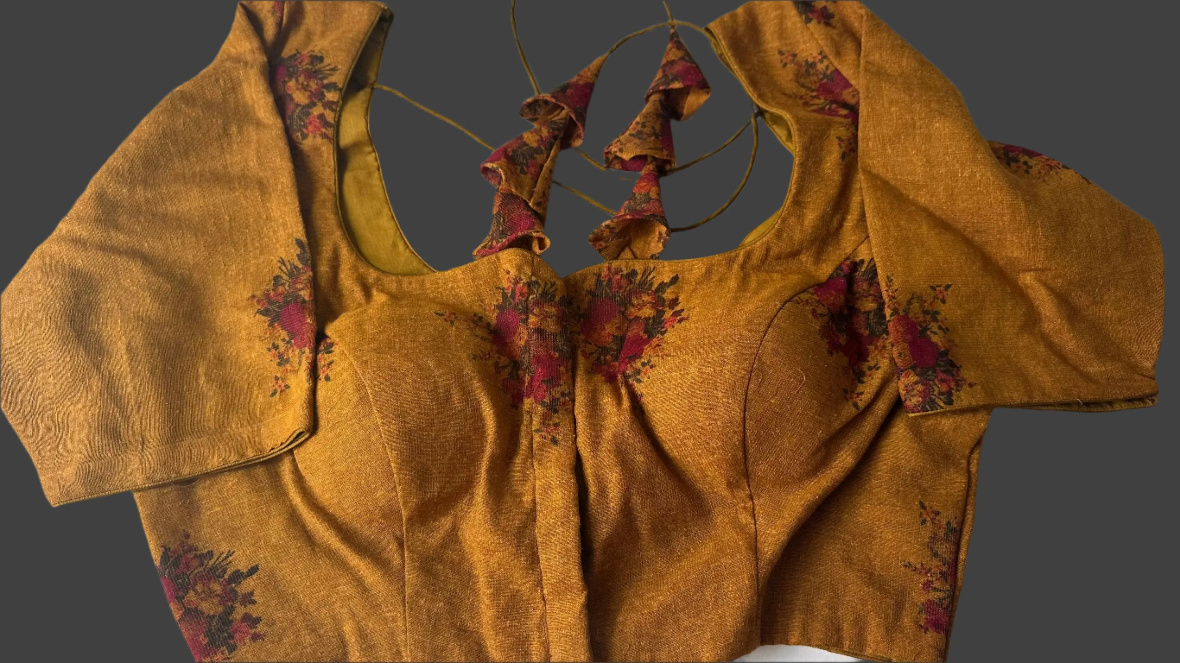 Mustard printed blouse online usa stitched sale latest floral