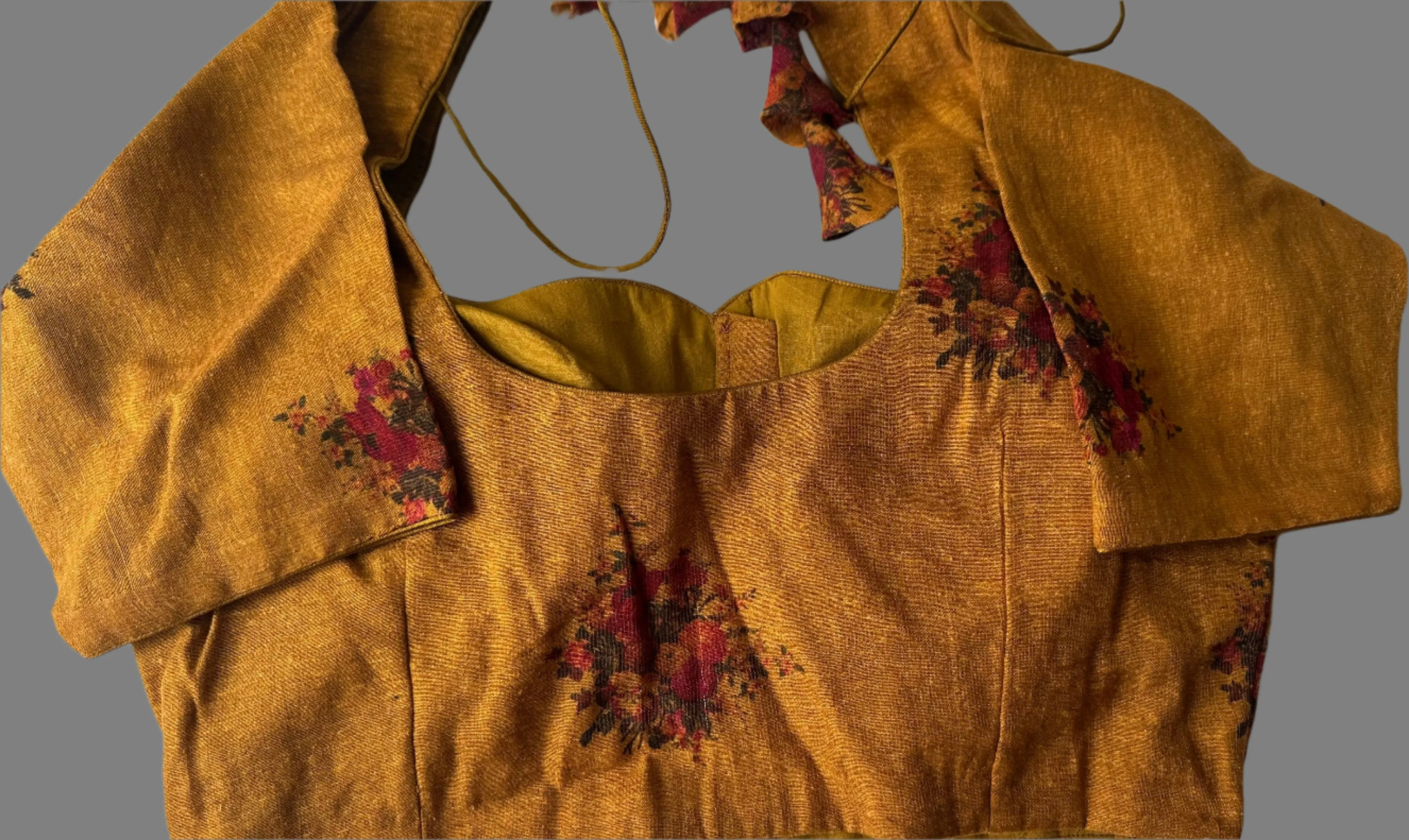 Mustard printed blouse online usa stitched sale latest floral