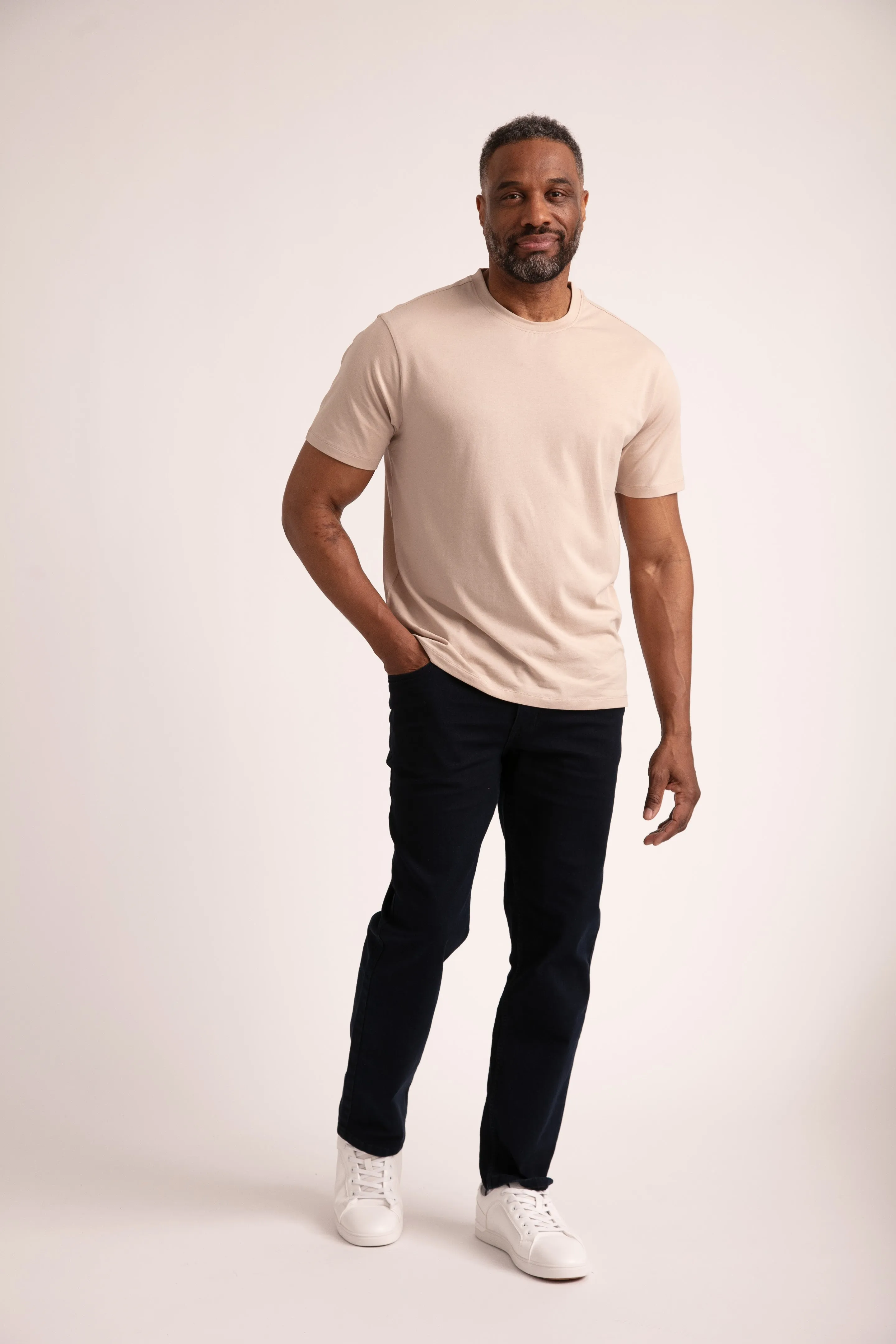 Organic Athletic Fit Crew Neck T-Shirt / Tan