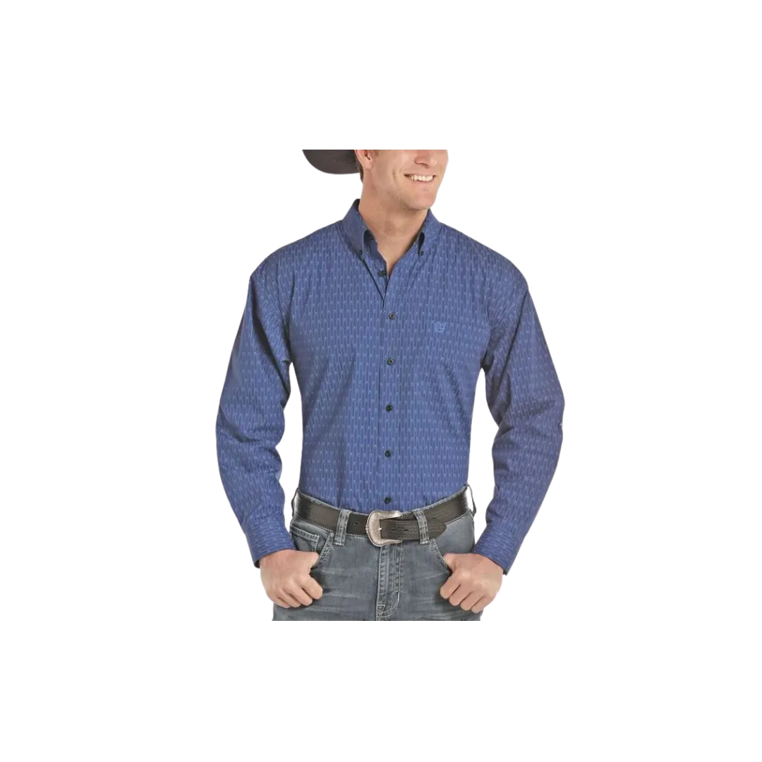 Panhandle Slim Men's Diamond Print Button Down Blue Shirt