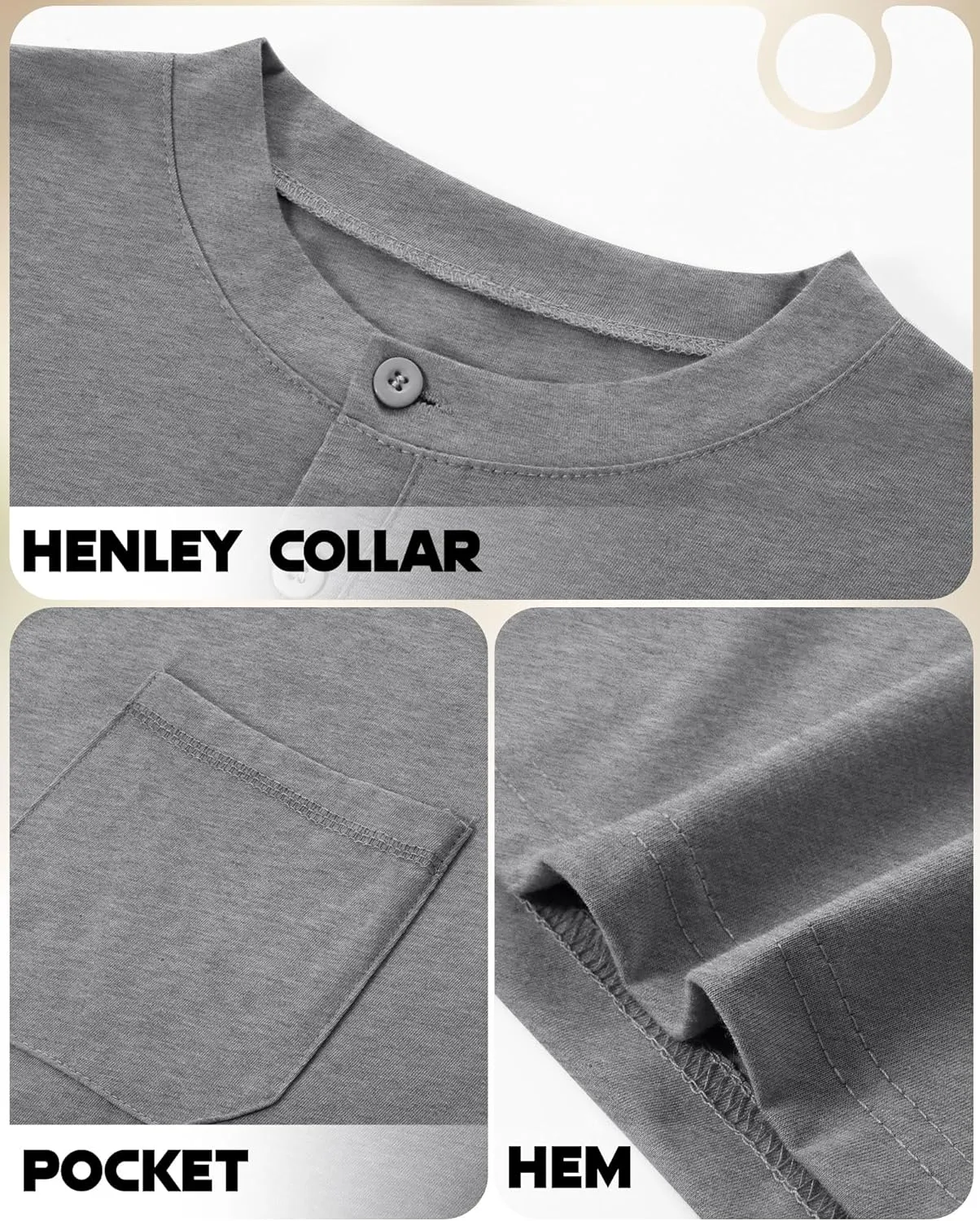 Riyiper 3 Pack Men's Big and Tall Henley T-Shirts, Short Sleeve Pocket Cotton Loose Fit Shirt Summer Oversized Button Tee