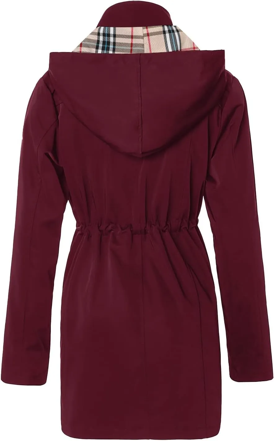 SaphiRose Women's Long Hooded Rain Jacket Outdoor Raincoat Windbreaker