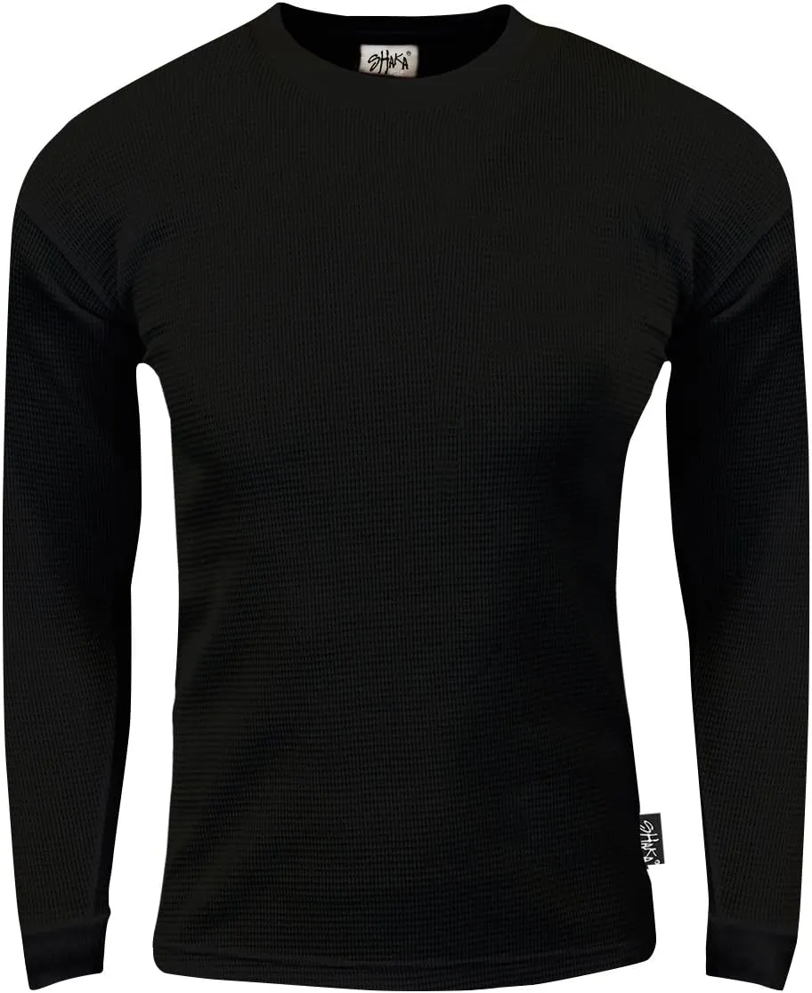 Shaka Wear Mens Knit Sweater - Heavyweight Waffle Thermal T Shirt Long Sleeve Crewneck Knitted Top Regular Big Size XS-5XL