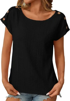 Short Sleeve Shirt Womens Round Neck Eyelet Embroidery Tee Blouse Hollow Out Going Out Basic Casual Loose Tops