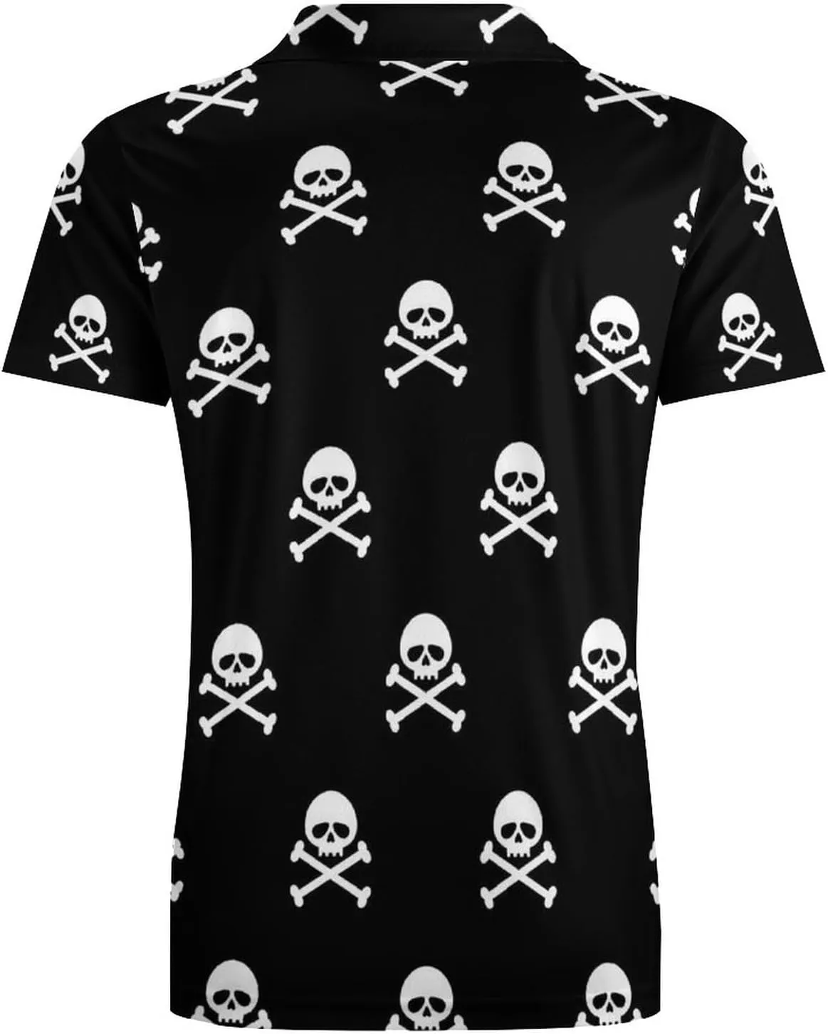 Skull Bone Pirate Classic Polo Shirts for Men Quick Dry Short Sleeve Fit Golf Tees Casual Tops