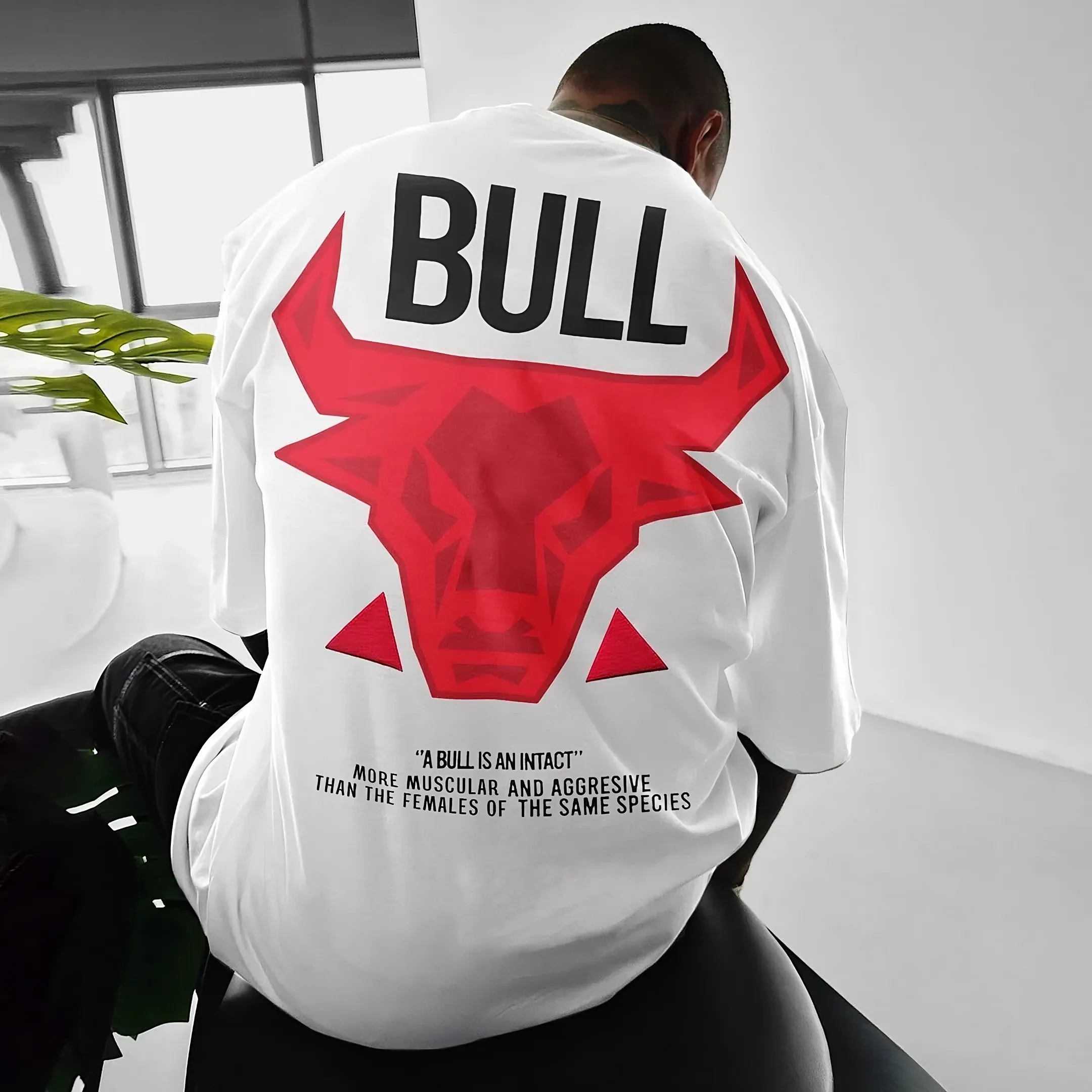 The BULL - White - Gym Oversized T Shirt
