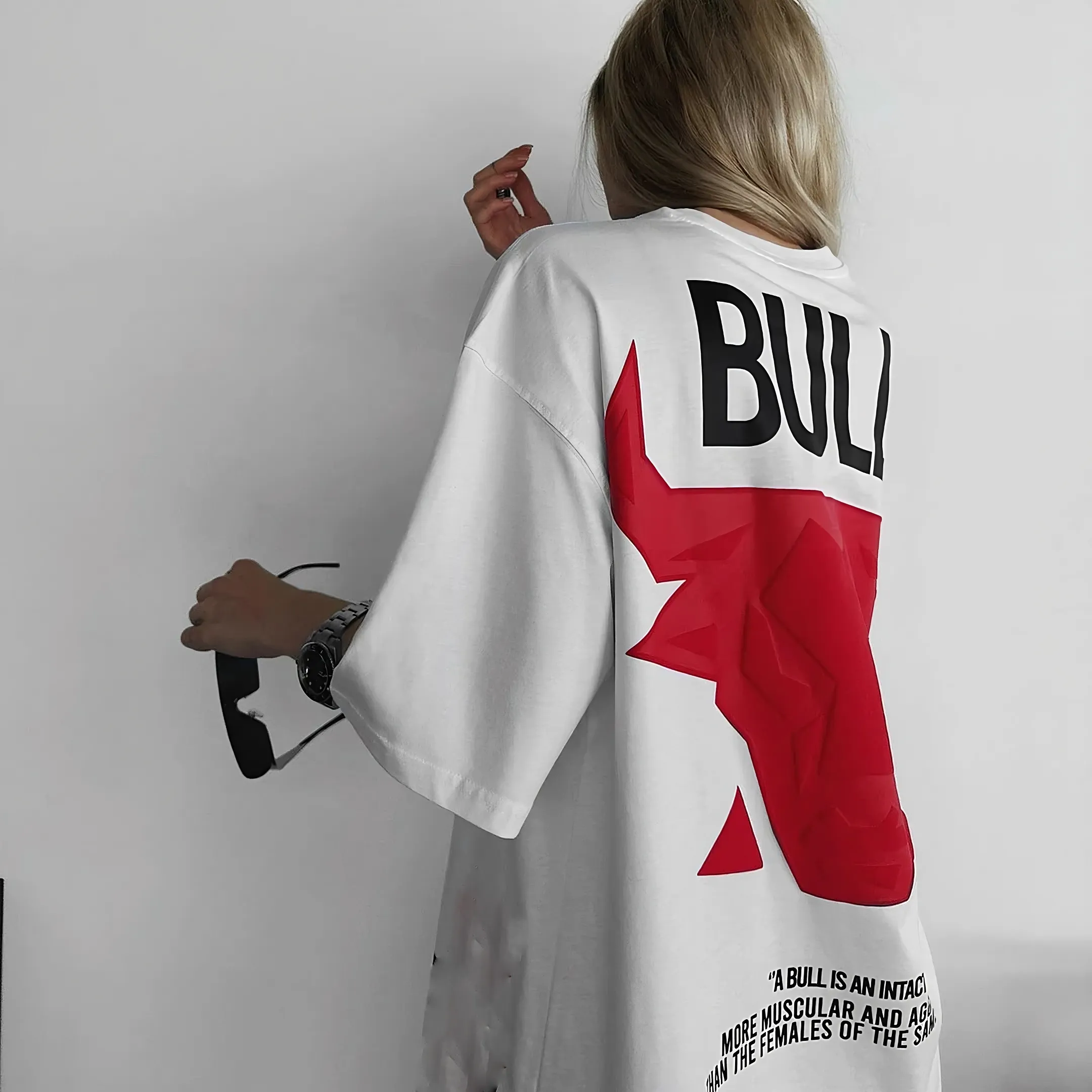 The BULL - White - Gym Oversized T Shirt