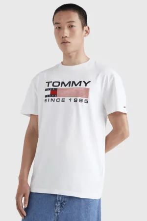 TOMMY JEANS CLASSIC ATHLETIC TWIST LOGO TEE - WHITE