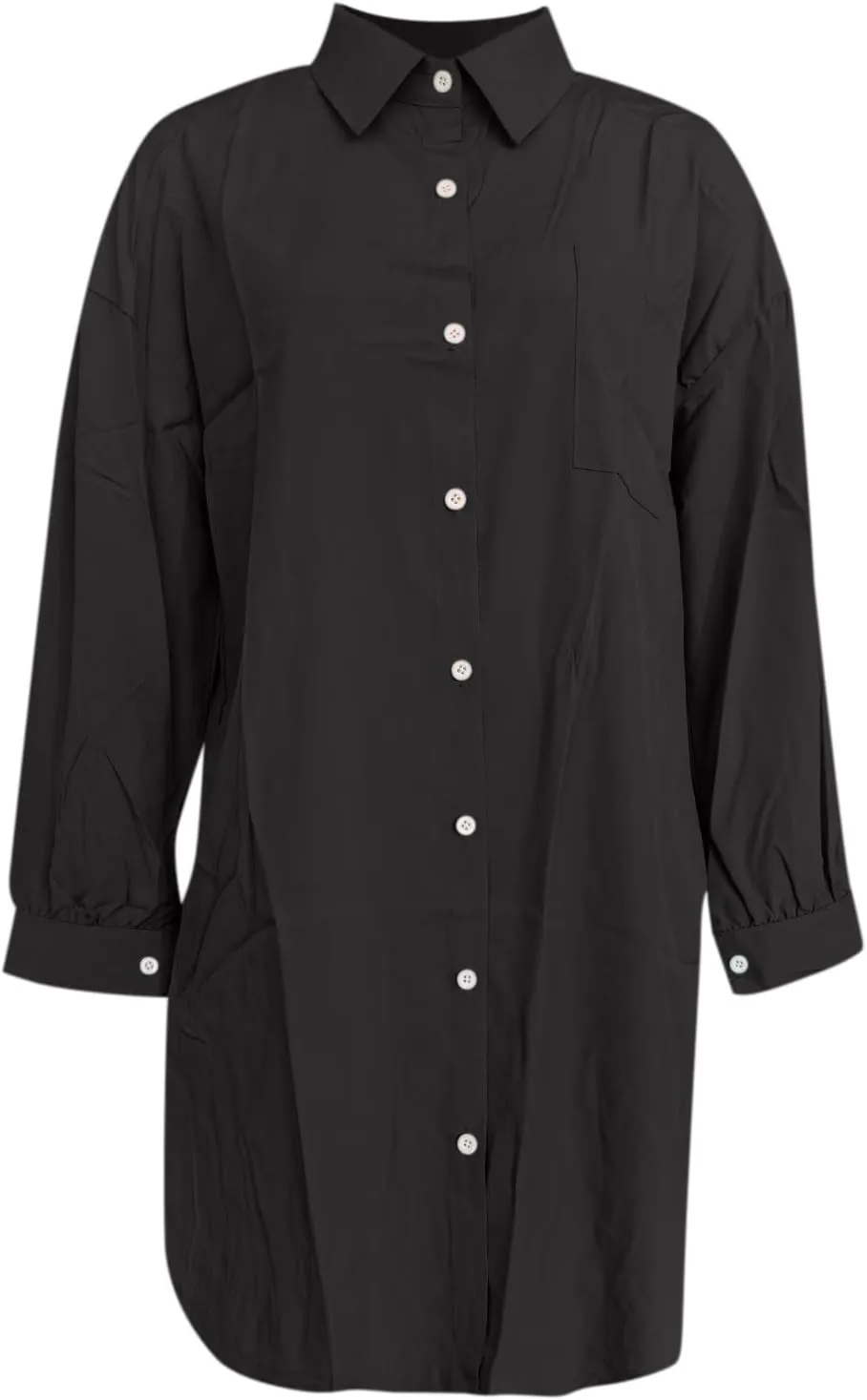 Women's Tunic Mini Shirt Dress Casual Long Sleeve Button Up Ruffle Hem Dress Flowy Chambray Dresses